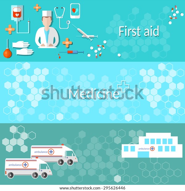 Medicine ambulance hospital doctor treatment\
pills hospital cross vector banners\
