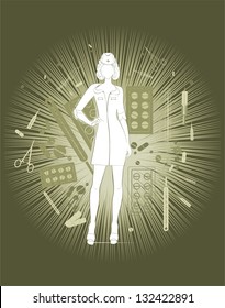 Medicine background with nurse
