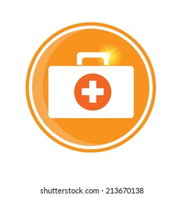 medicine Bag button on orange background