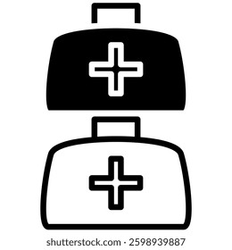 medicine bag icon, simple flat style, illustration, logo sign symbol pictogram template, for ui or ux isolated on white for mobile app, editable	