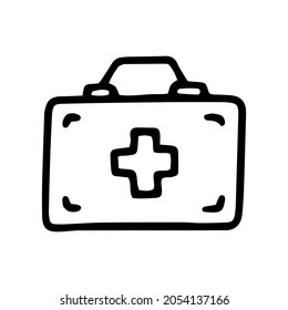 ícono simple de doodle de la línea del vector de la bolsa de medicina