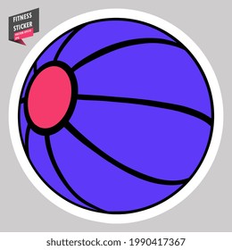 Balón de medicina, balón de ejercicio, pelota de Med, bola de fitness ponderada. Gimnasio. Equipo.  Estilo de vida activo. Ilustración colorida dibujada a mano. Pegatina para imprimir. Alta resolución. EPS10 vectores, IPG