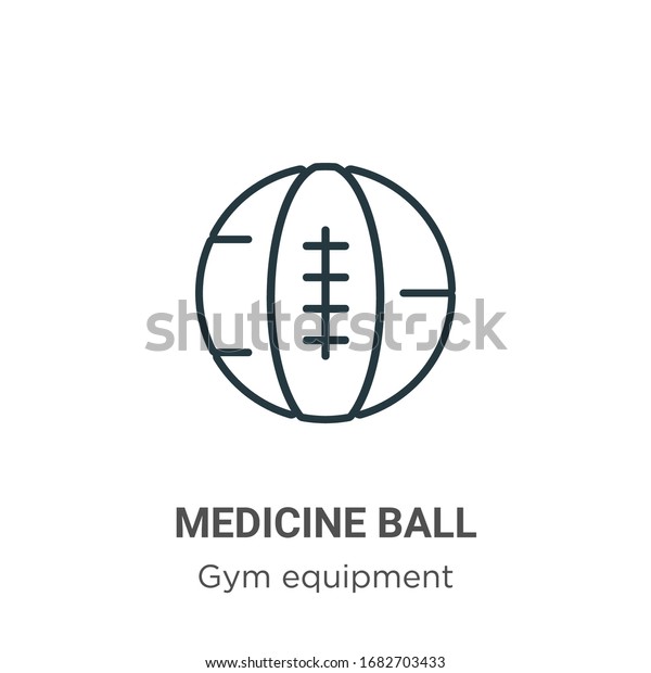 Medicine ball\
outline vector icon. Thin line black medicine ball icon, flat\
vector simple element illustration from editable gym equipment\
concept isolated stroke on white\
background