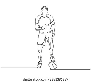 Medicine Ball Toe Taps exercise Line Drawing isolated on copy space white background, toe taps medicine ball exercise editable vector illustration, Continuous one line drawing, work out one line draw