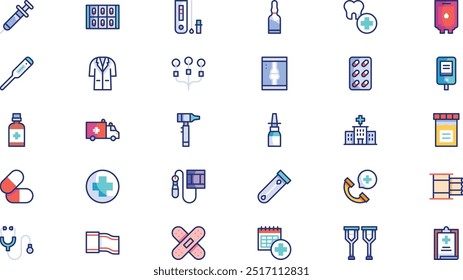 Medizinische Grundlagen Symbolpaket Hochwertige Vektorsymbol-Kollektion mit bearbeitbarem Strich. Ideal für professionelle und kreative Projekte.