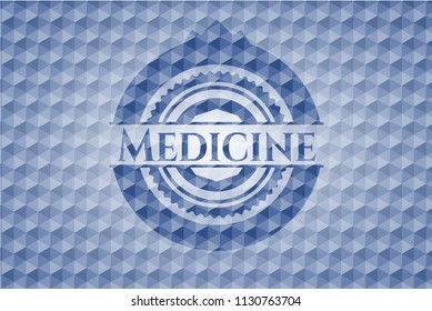 Medicine blue emblem with geometric pattern.