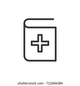 Medicine book icon, illustration isolated vector sign symbol