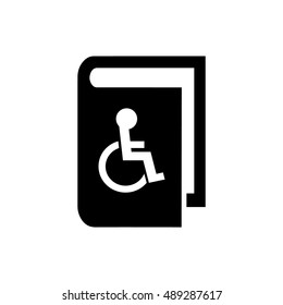 Medicine book icon. Book vector illustration. Book icon with disabled handicap symbol