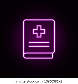 Medicine book neon icon. Elements of medical set. Simple icon for websites, web design, mobile app, info graphics