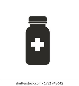 Medicine Bottle. Black And White Icon Vector. Bottle Vector .EPS