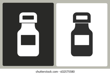 Medicine bottle - black and white vector icons. Illustration isolated for graphic and web design.
