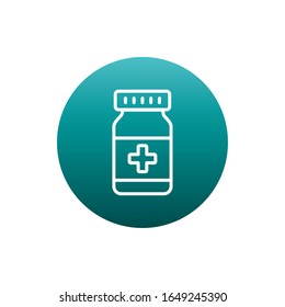 Medicine bottle block gradient style icon design of Medical care health emergency aid exam clinic and patient theme Vector illustration
