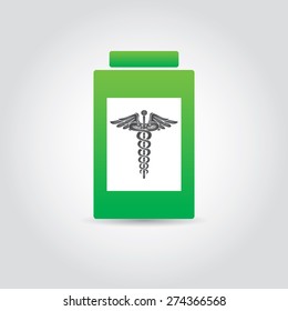 Medicine Bottle With caduceus .vector
