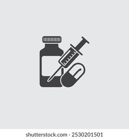 medicine bottle and capsule icon 