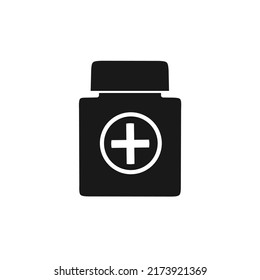 medicine bottle and capsule icon with trendy design