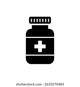 Medicine Bottle with Cross Symbol for Healthcare and Pharmacy