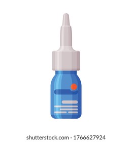 Medicine Bottle with Drops, Pharmaceutical Product, Drug Store, Medical Prescription Packaging Flat Style Vector Illustration