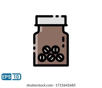 medicine bottle filled line style icon. vector illustration isolated on white background. EPS 10