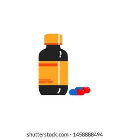 medicine bottle flat design concept, icon isolated white background
