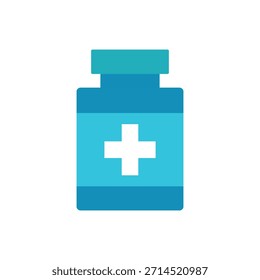 Ícone plano de garrafa de medicamento, para qualquer tipo de design