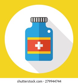 medicine bottle flat icon with long shadow