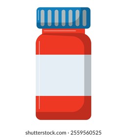 Medicine bottle flat icon vector illustration, medication and medicaments treatment clip art, tablets and vitamins bottle clipart, pharmacy product image