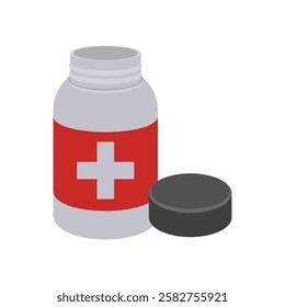 Medicine Bottle, Medicine Flat Vector Illustration - Isolated