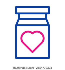 Medicine bottle with heart symbol. Concept of healthcare, love, and wellness.