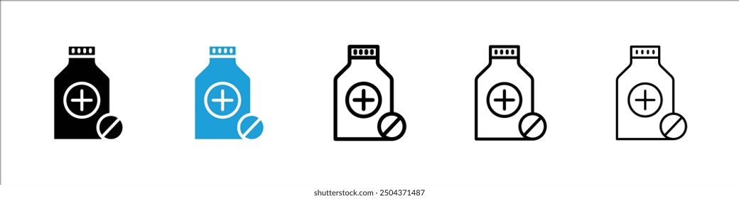 Icono de botella de medicina en colores negro y azul