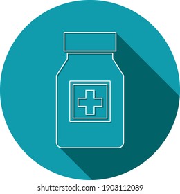Icono de botella de medicina. cápsula, comprimido, icono vectorial del frasco de la vacuna.