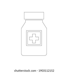 Medicine Bottle Icon. Capsule, Tablet, Vaccine Bottle Vector Icon.