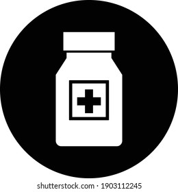 Medicine bottle icon. capsule, tablet, vaccine bottle vector icon.