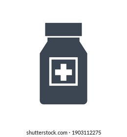 Medicine bottle icon. capsule, tablet, vaccine bottle vector icon.