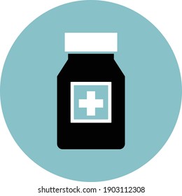 Medicine bottle icon. capsule, tablet, vaccine bottle vector icon.