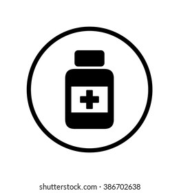 Medicine bottle icon in circle . Vector illustration