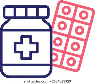 Medicine Bottle Icon Color Vector Illustration