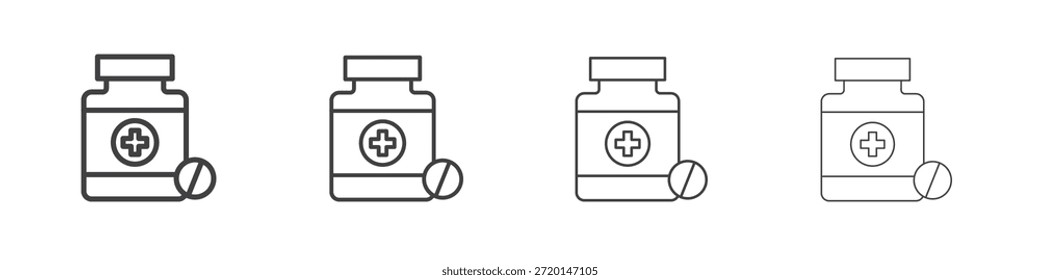 Conceito de ícone de garrafa de medicamento Pictograma Linear. Ilustração de elemento simples.