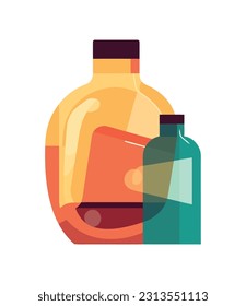 Medicine bottle icon design with liquid drop icon isolated