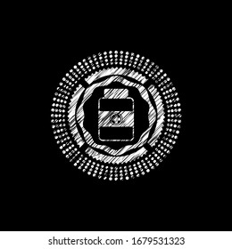 medicine bottle icon drawn chalk emblem, retro style, chalk or chalkboard texture
