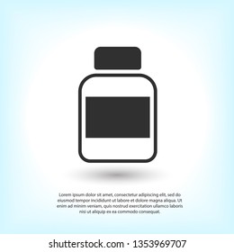 Medicine bottle icon. Medicine Drug bottle. Web design icon. Pharmacy drug icon. Health care icon. Empty Pharmaceutical bottle Vector EPS 10
