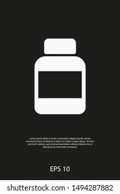 Medicine bottle icon. Medicine Drug bottle. Web design icon. Pharmacy drug icon. Health care icon. Empty Pharmaceutical bottle Vector EPS 10