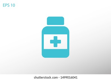 Medicine bottle icon. Medicine Drug bottle. Web design icon. Pharmacy drug icon. Health care icon. Pharmaceutical bottle Vector EPS 10