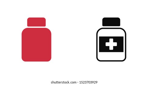 Medicine bottle icon. Medicine Drug bottle. Web design icon. Pharmacy drug icon. Health care icon. Empty Pharmaceutical bottle Vector EPS 10