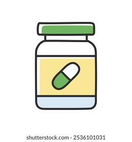 medicine bottle icon, filled outline design editable stroke vector