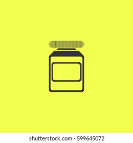 Medicine bottle icon flat. Black pictogram on white background. Vector illustration symbol and bonus button