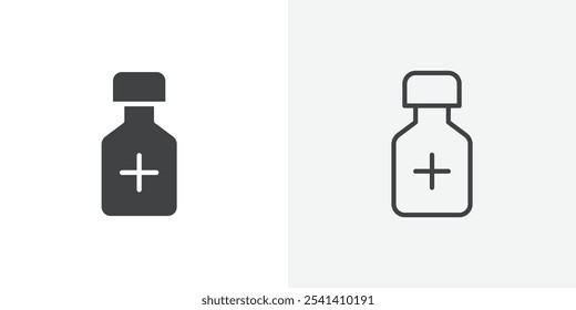 Medicine bottle icon flat and simple set design
