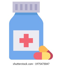 Medicine bottle icon flat style vector design template prescription drug bottle icons