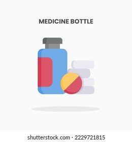 Medicine bottle icon flat. Vector illustration on white background. Can used for web, app, digital product, presentation, UI and many more.