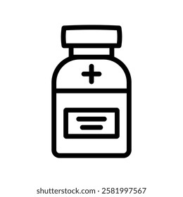 Medicine Bottle Icon Flat vector set outline