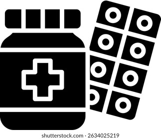 Medicine Bottle Icon Glyph Vector Illustration